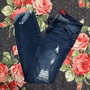 Wax Jean Distressed Skinny Jeans